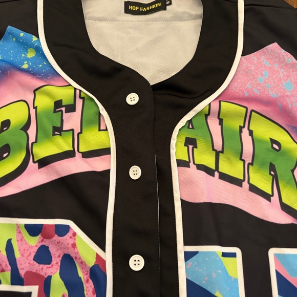 Hop Fashion Bel Air #34 Graffiti Basebal Button Up Jersey - Picture 6 of 7
